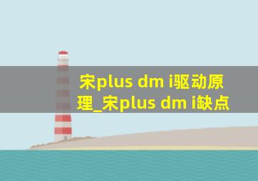 宋plus dm i驱动原理_宋plus dm i缺点